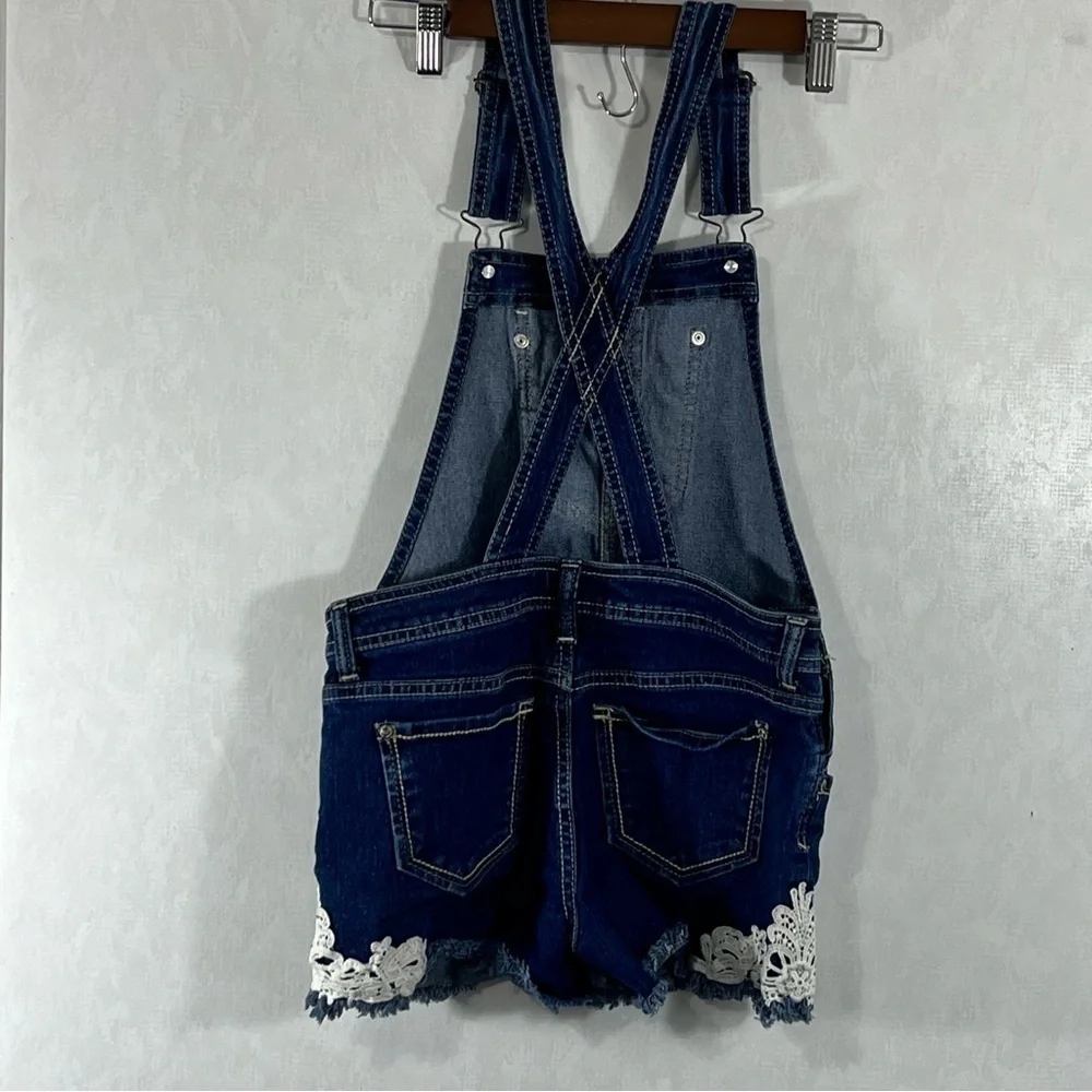 Jordache Dark Blue Kids Bib Overalls with Lace Trim Size L 10-12 - Picture 5 of 8